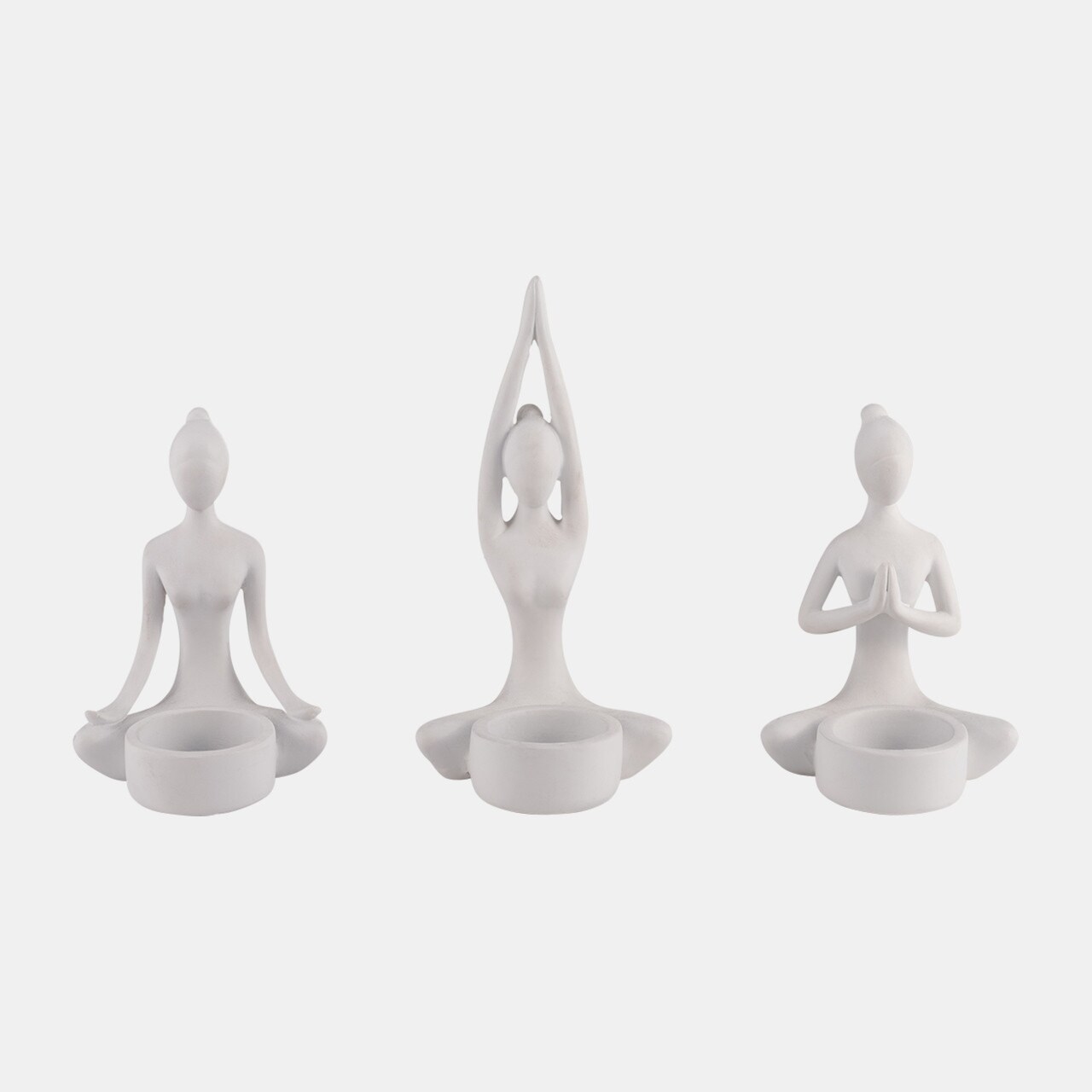 Kingston Living Yoga Women Tealight Candle Holders - 7" - White - Set of 3